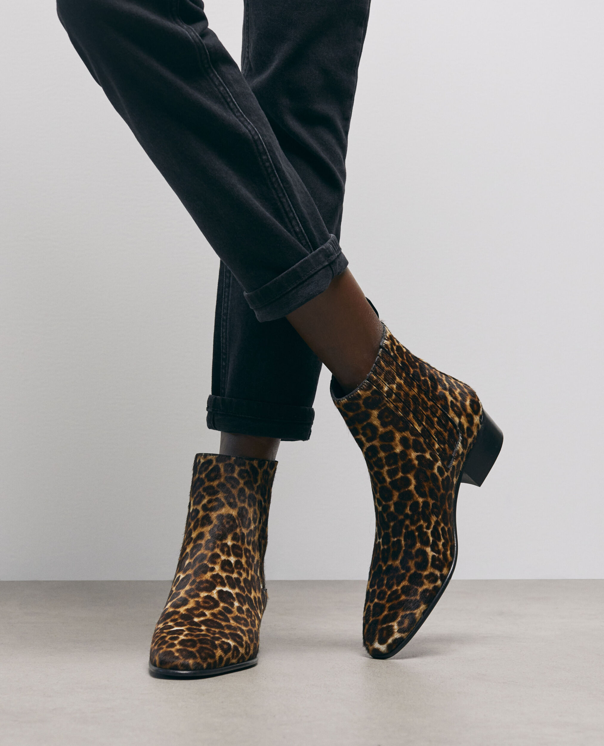 Boots en cuir léopard, LEOPARD, hi-res image number null