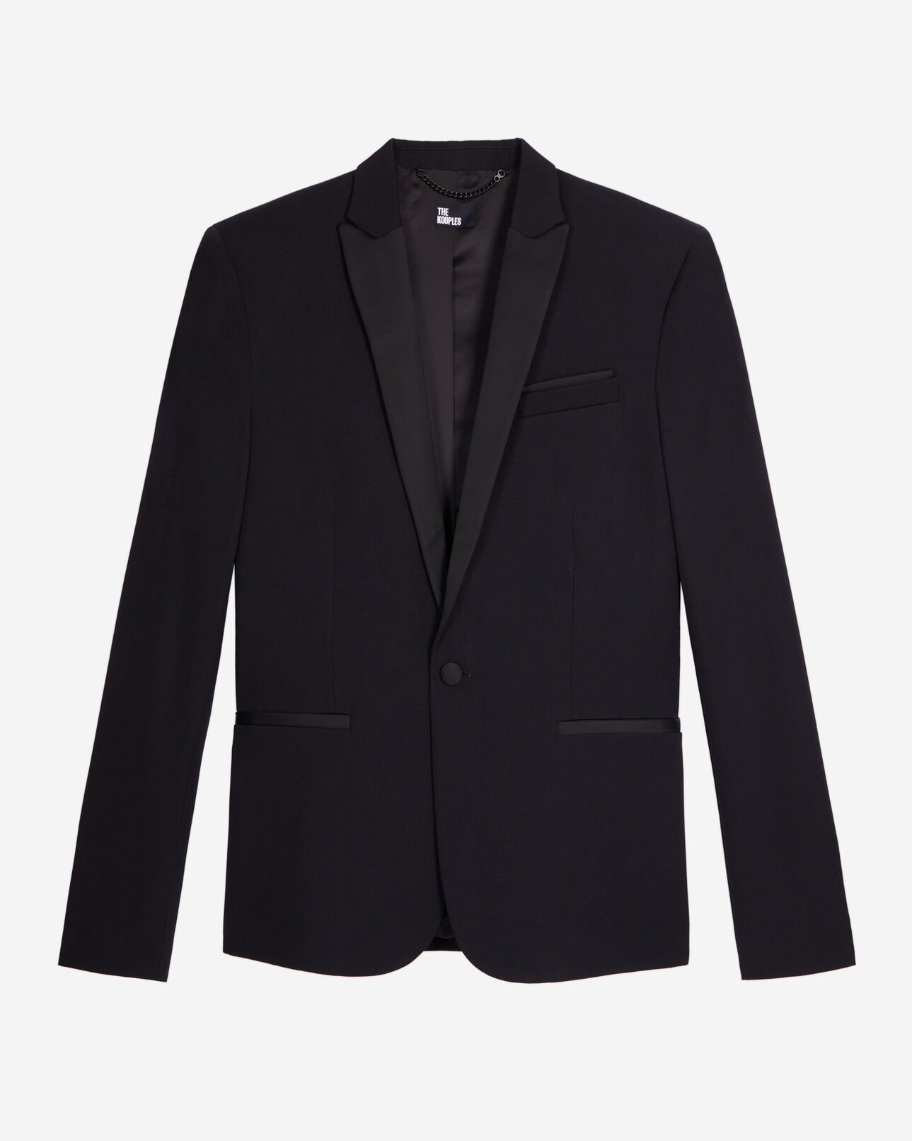 The Kooples H BLACK black slim fit satin detail tuxedo jacket