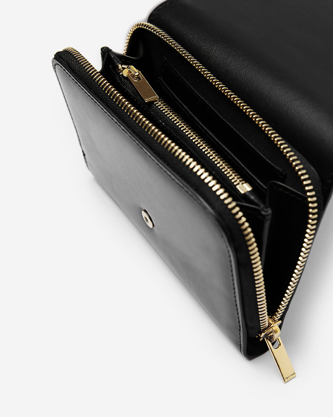 The Kooples WOMEN BLACK smooth black leather wallet
