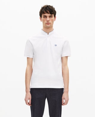 The Kooples HOMME WHITE / BLUE polo en coton piqué blanc