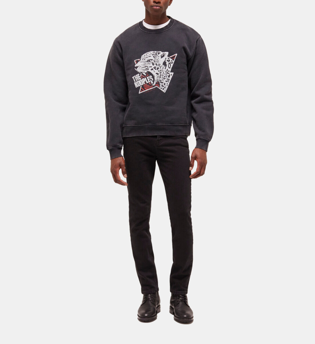 Black sweatshirt with tiger screen print The Kooples US
