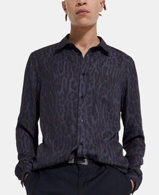 The Kooples HOMME GREY BLACK chemise col classique léopard grise