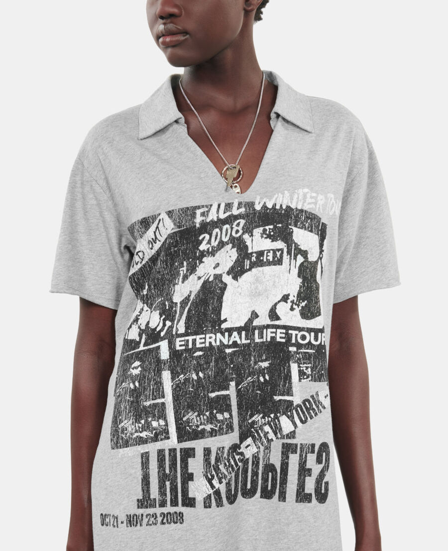 The Kooples WOMEN STONE GREY grey eternal life tour serigraphy t-shirt dress