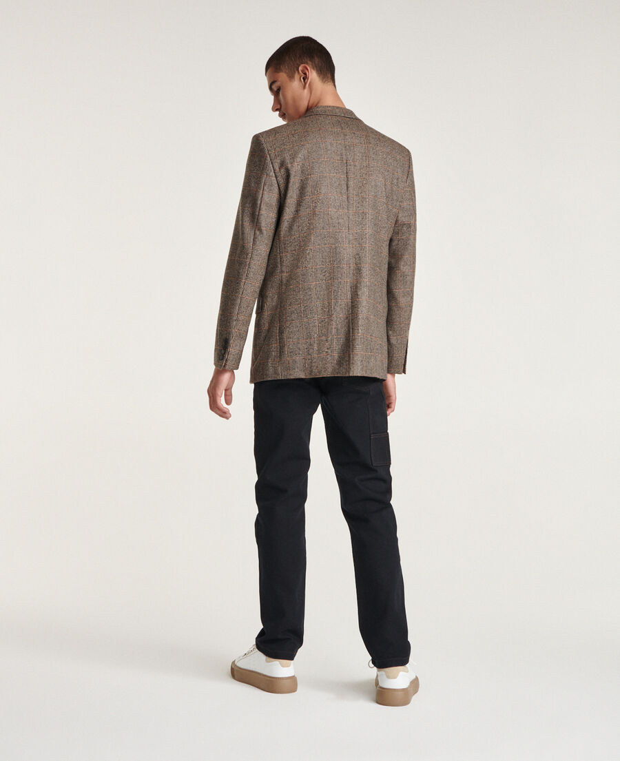 Brown straight-cut wool jacket | The Kooples - UK