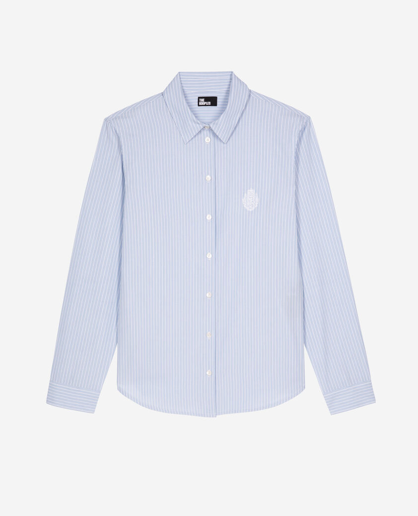 The Kooples FEMME BLUE / WHITE chemise à rayures en popeline bleue