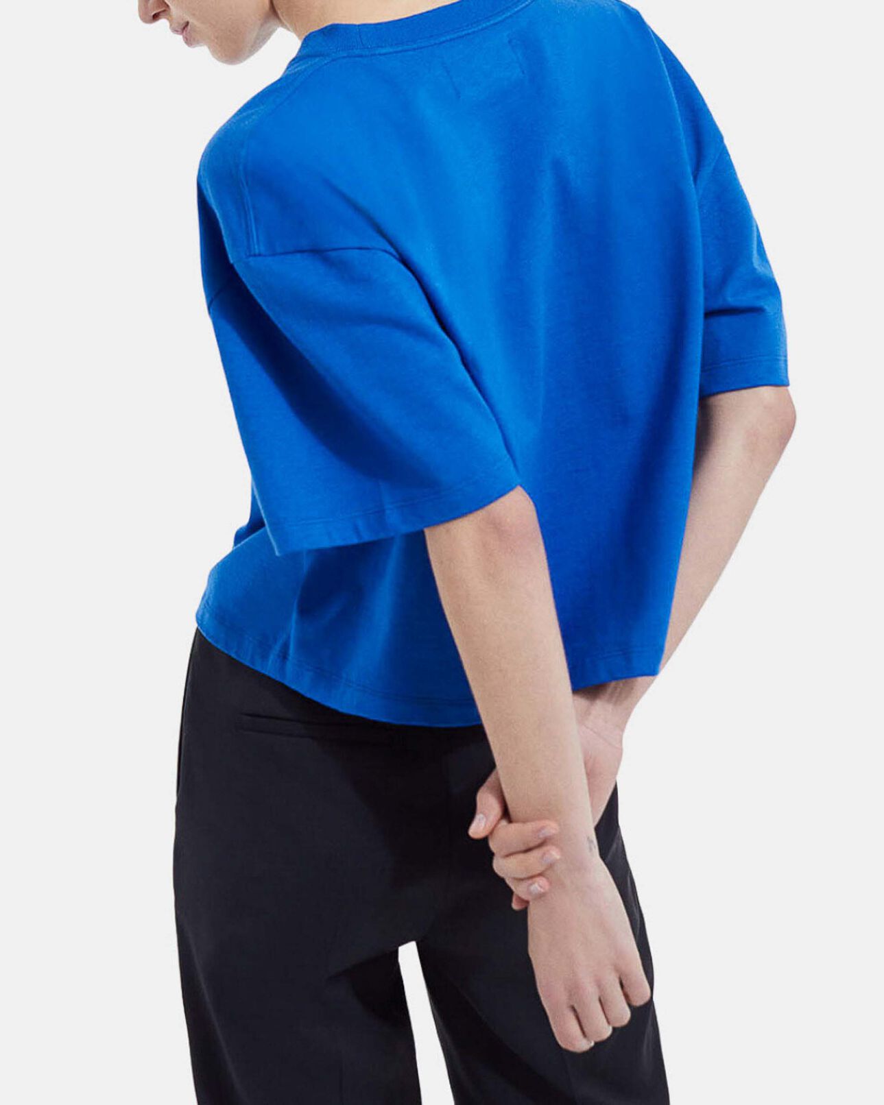 The Kooples WOMEN BLUE vibrant blue cotton t-shirt logo
