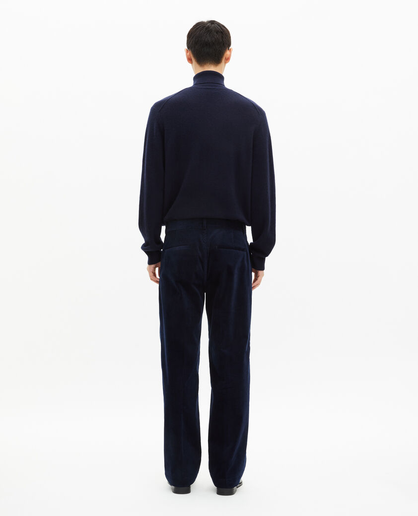 The Kooples HOMME NAVY pantalon large en velours côtelé marine
