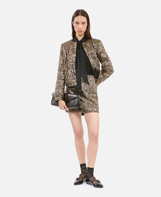 The Kooples FEMME GOLD jupe courte à sequins dorée