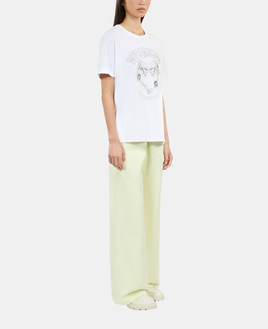 The Kooples F WHITE white t-shirt with skull heart serigraphy
