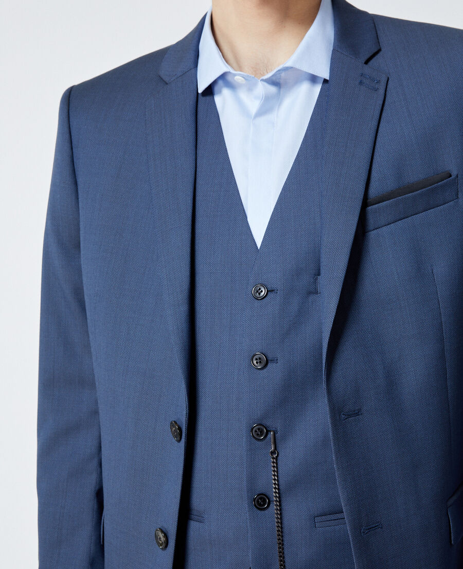 textured wool formal blue jacket