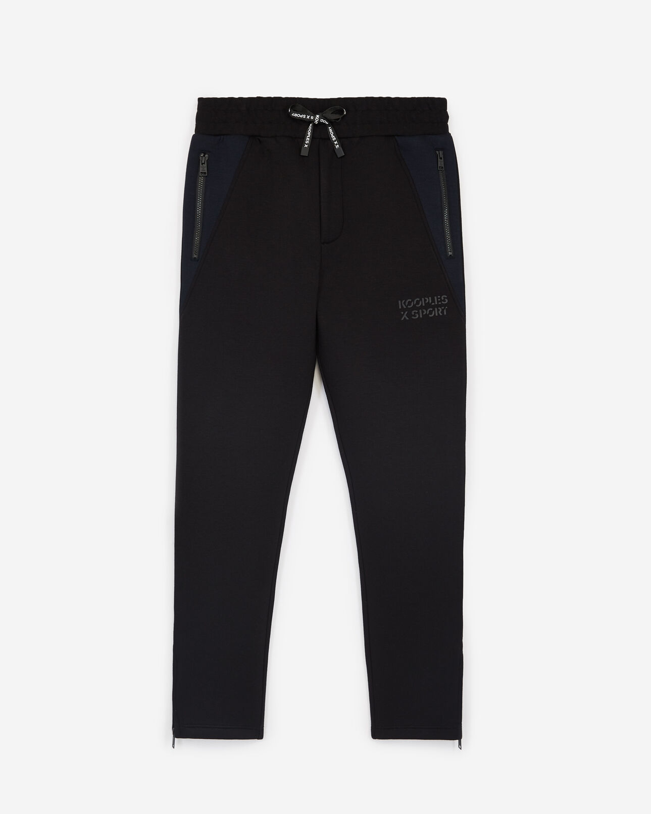 The Kooples MEN BLACK black joggers with navy blue details