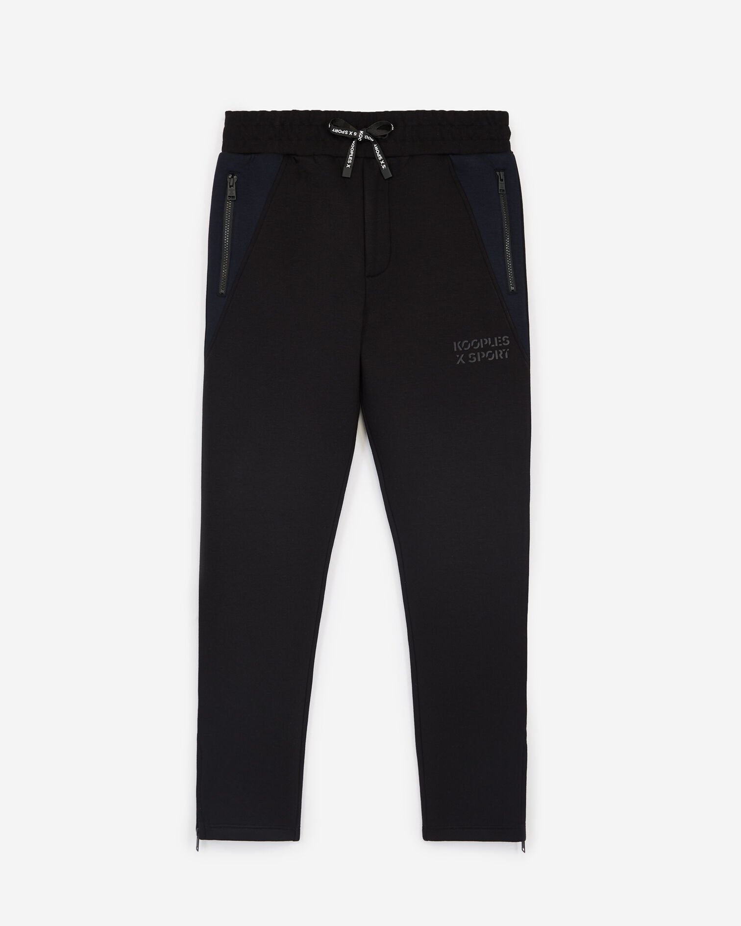 Black joggers with navy blue details, BLACK, hi-res image number null