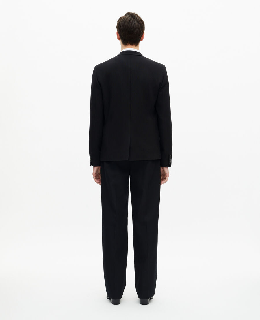 The Kooples MEN BLACK straight jacket in black pique wool