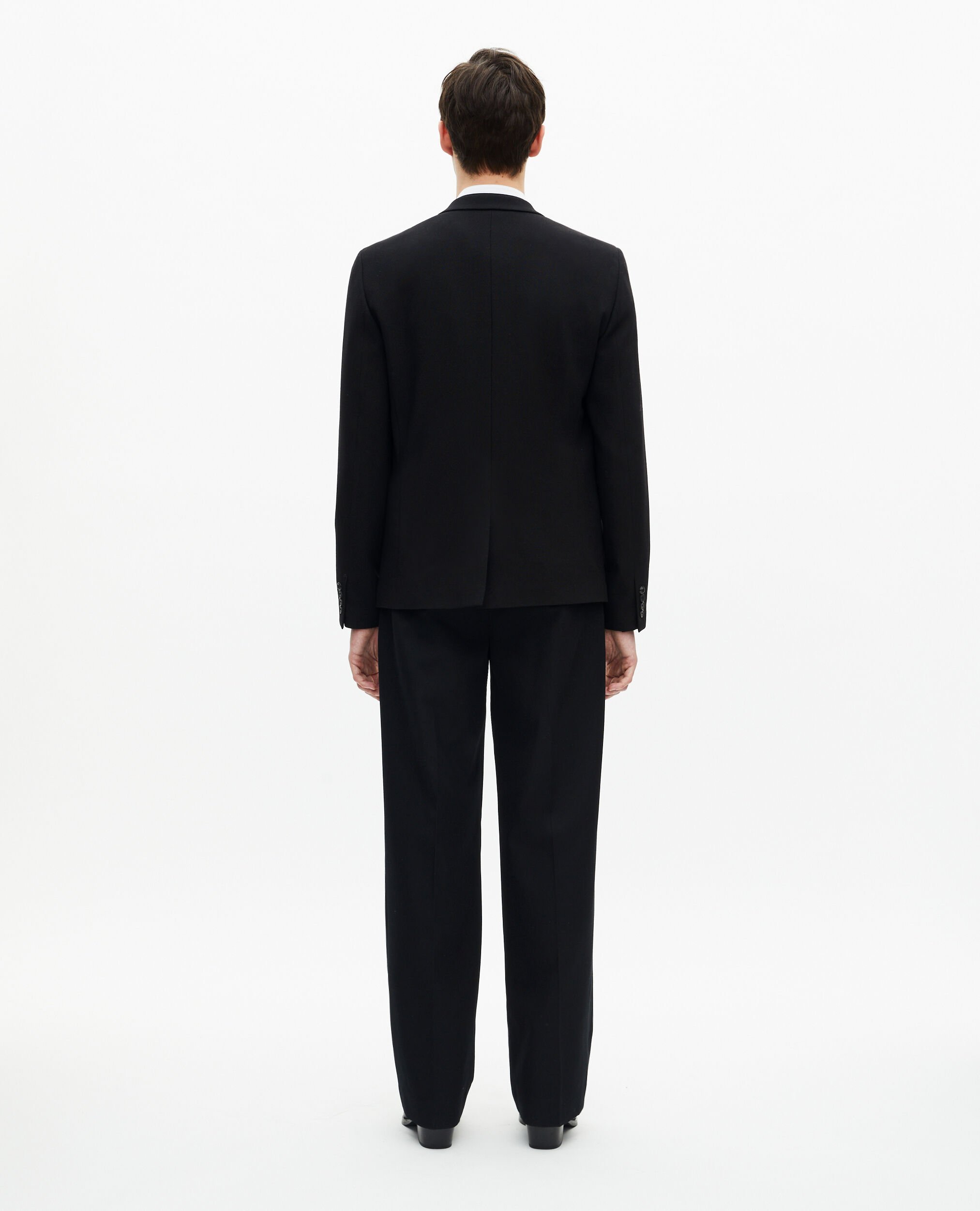 Straight jacket in black pique wool, BLACK, hi-res image number null