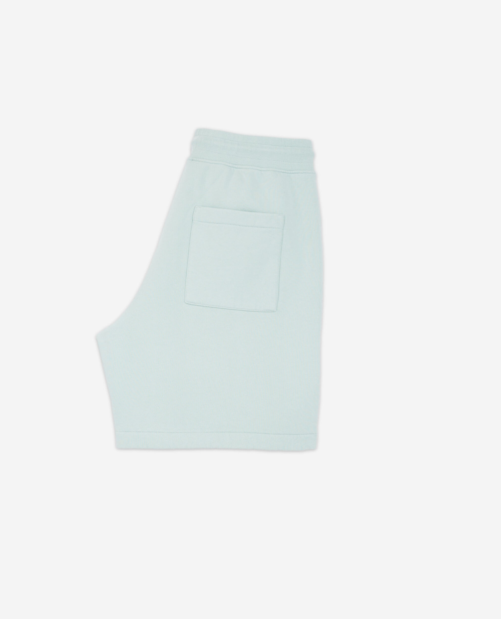 Green cotton shorts with logo and elastic waist, GRIS BLEU, hi-res image number null