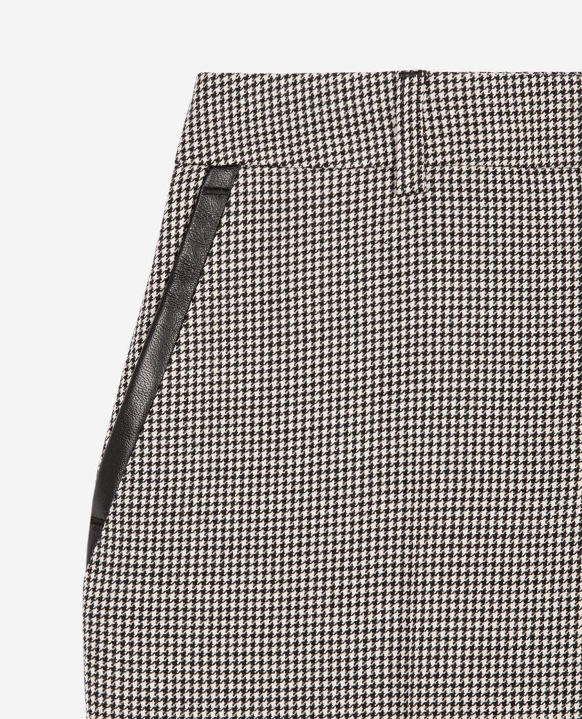 The Kooples WOMEN BLACK GREY black and white houndstooth tailored pants