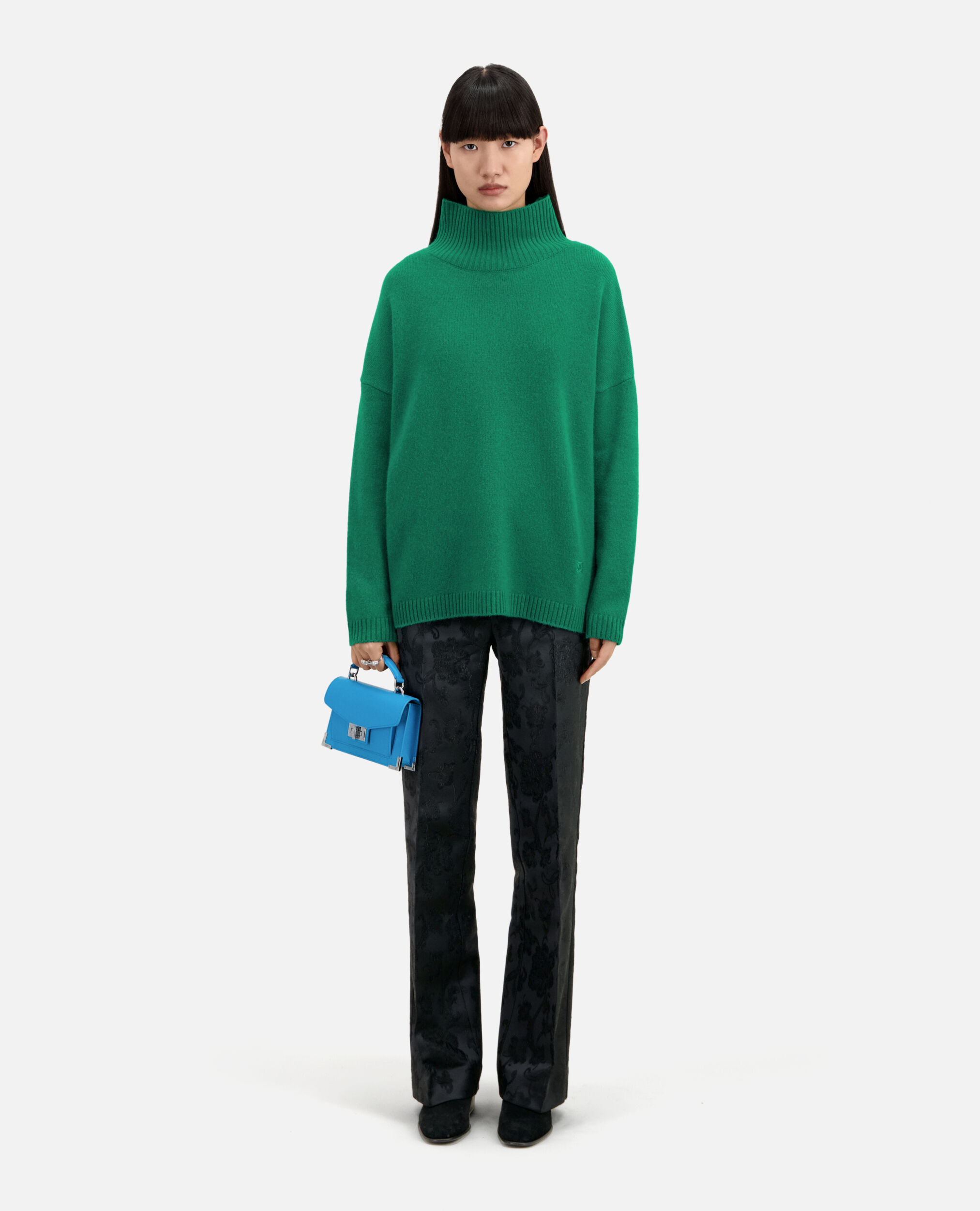 Green cashmere-blend sweater, GREEN, hi-res image number null