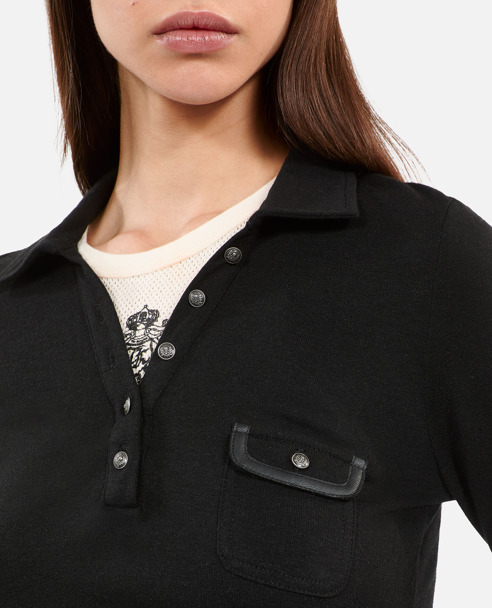 Polo manches longues noir, BLACK, hi-res image number null