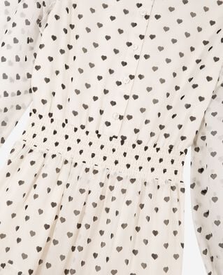 The Kooples FEMME WHITE / BLACK robe longue imprim&eacute; c&oelig;urs &eacute;crue