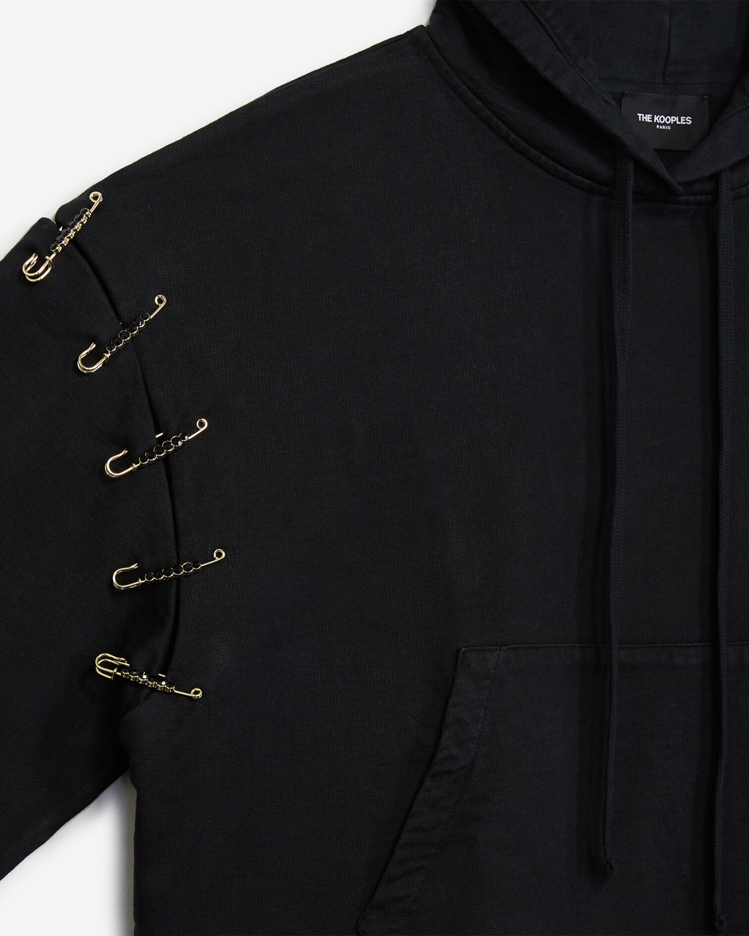 Sweatshirt coton noir à capuche, BLACK, hi-res image number null