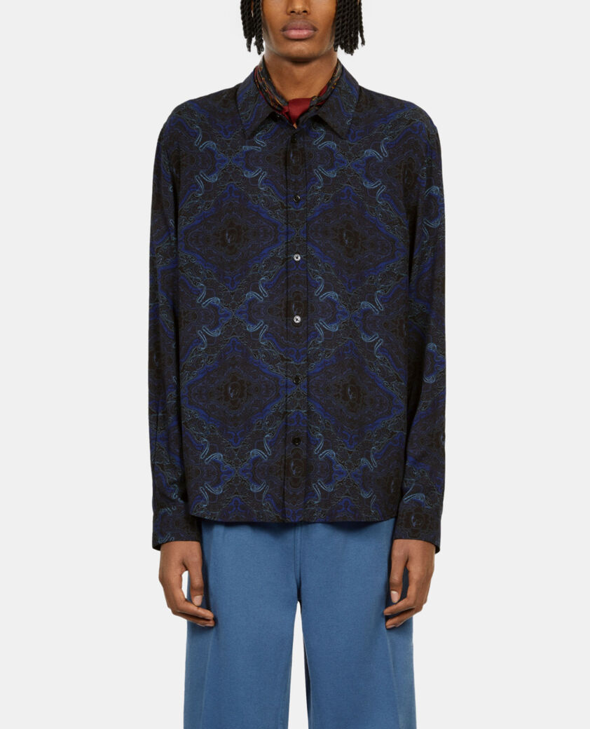 The Kooples HOMME BLUE chemise imprimée bleu