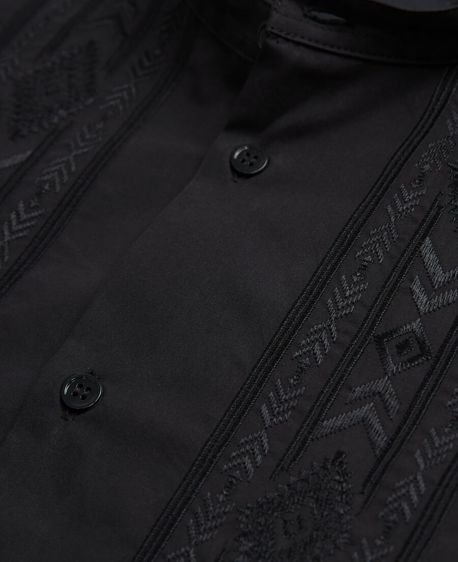 The Kooples HOMME BLACK chemise col mao noire