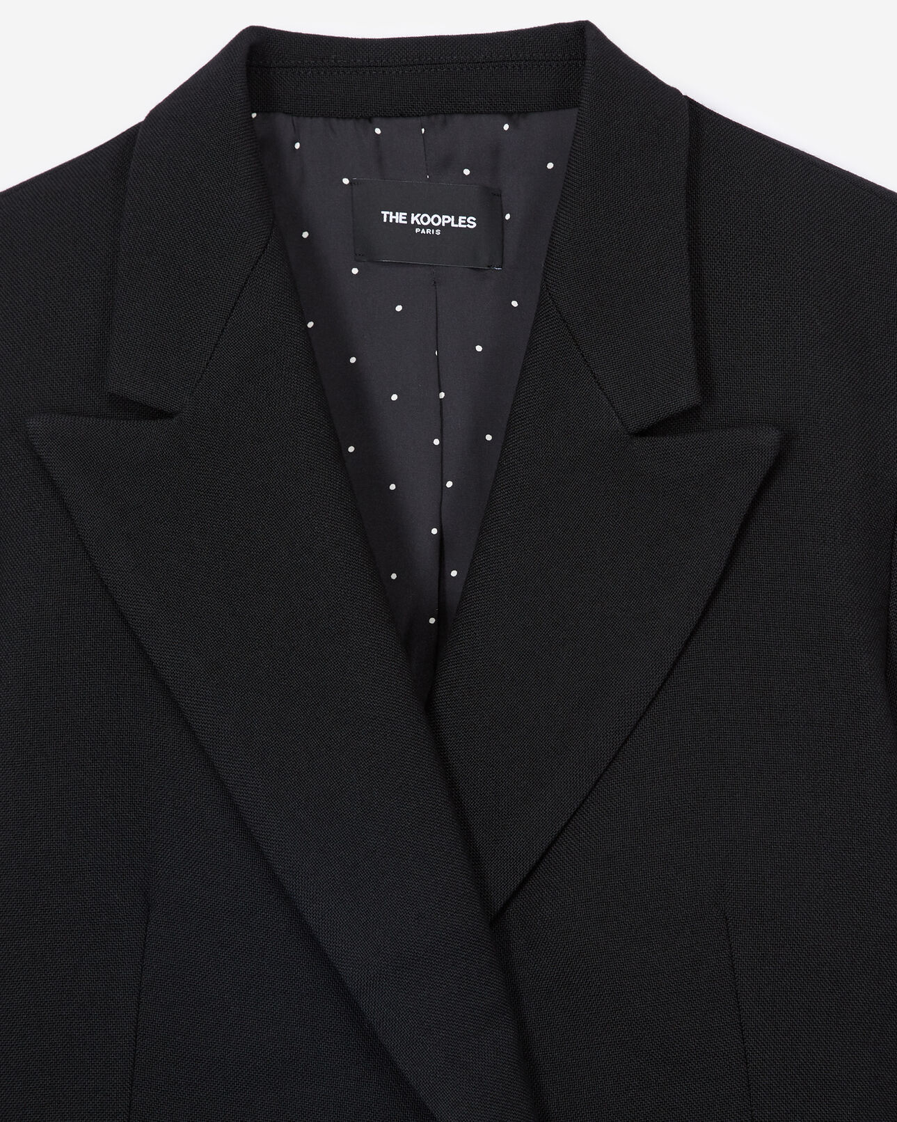 The Kooples FEMME BLACK veste laine noire détail cuir façon croco