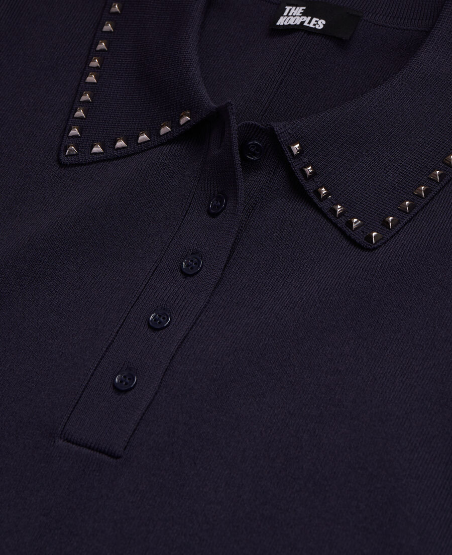 The Kooples FEMME NAVY polo en maille bleu marine