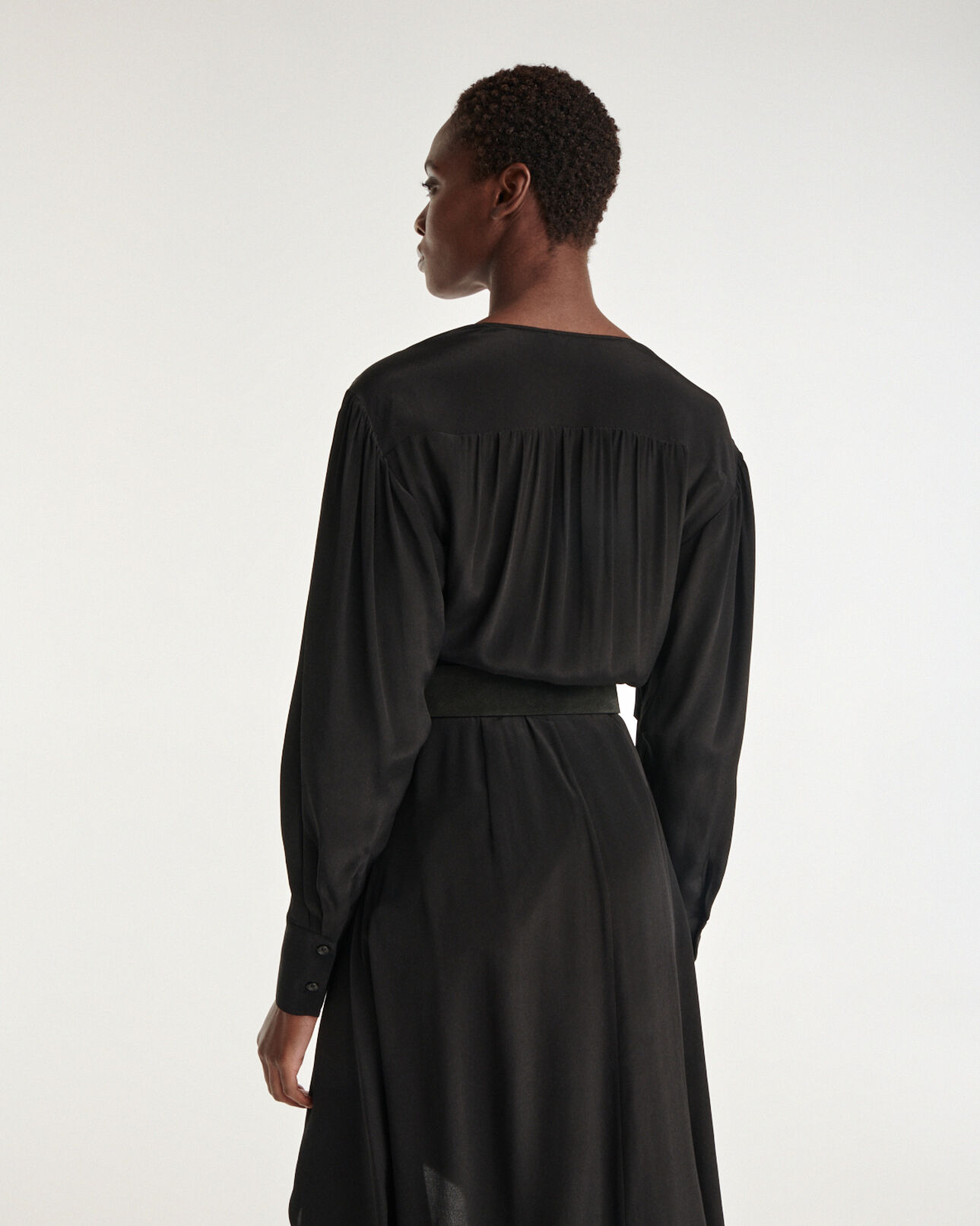 The Kooples WOMEN BLACK long black draped dress