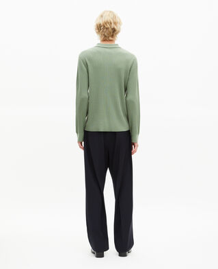 The Kooples H LICHEN almond green ribbed cardigan