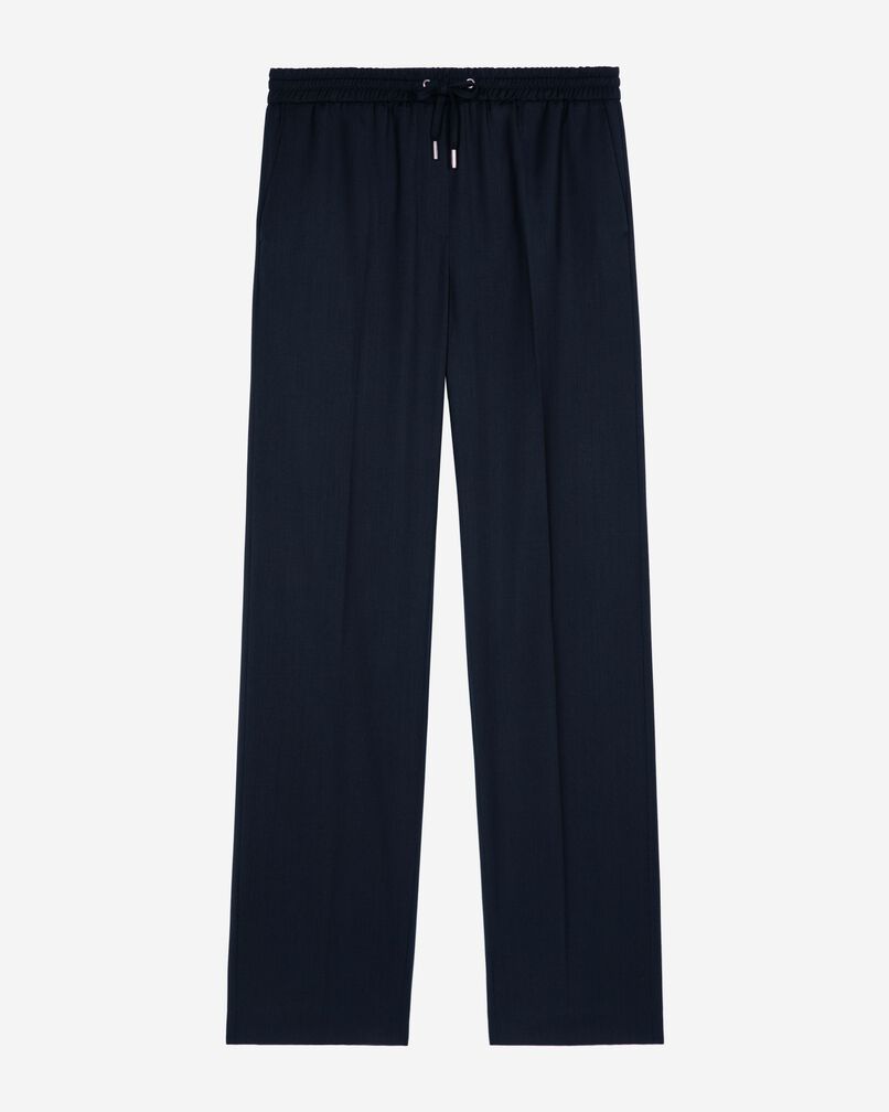 The Kooples WOMEN DARK NAVY black wool elasticated waist pants