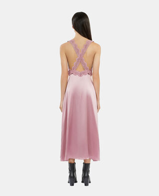 The Kooples F PINK WOOD long lilac slip dress with guipure
