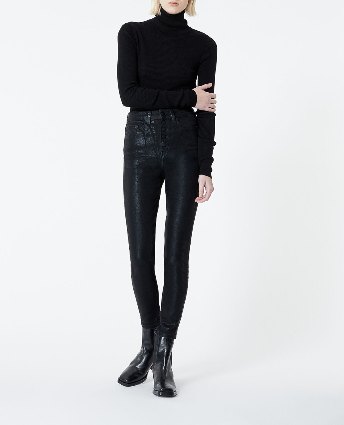Jean noir clearance enduit femme