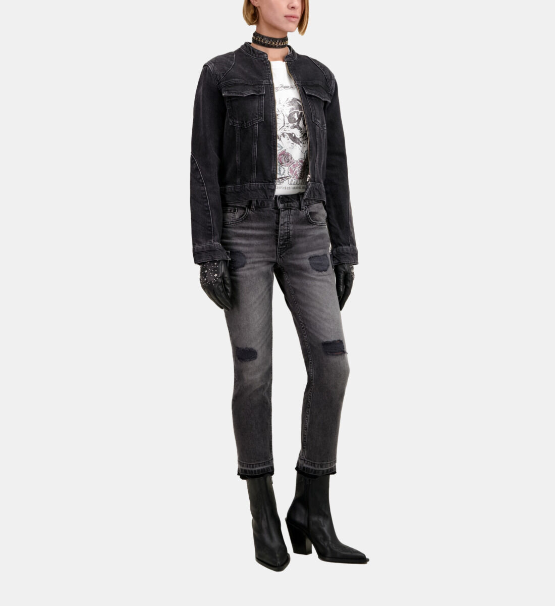 Black denim outlet biker jacket womens