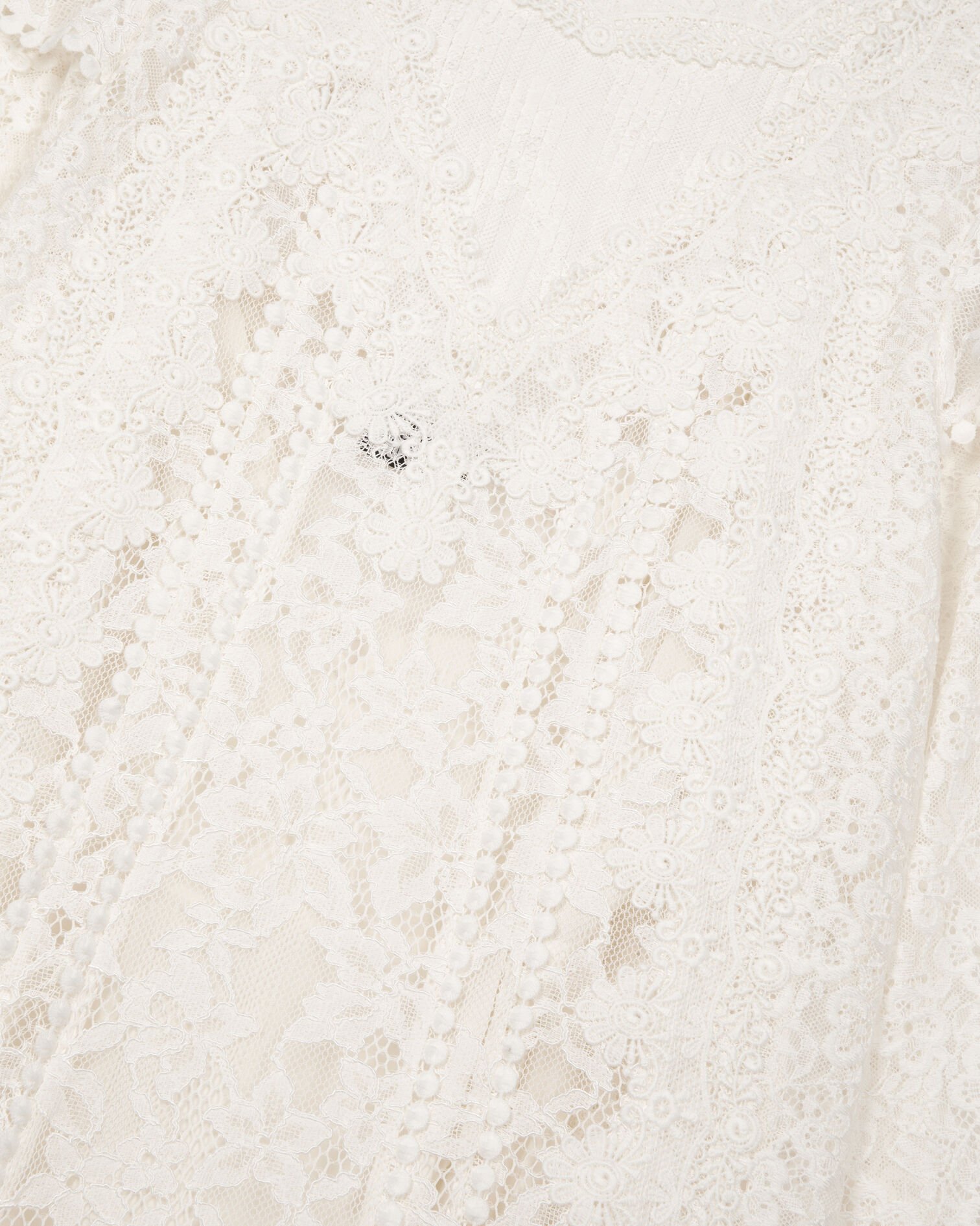 Robe courte manches longues en dentelle écrue, ECRU, hi-res image number null