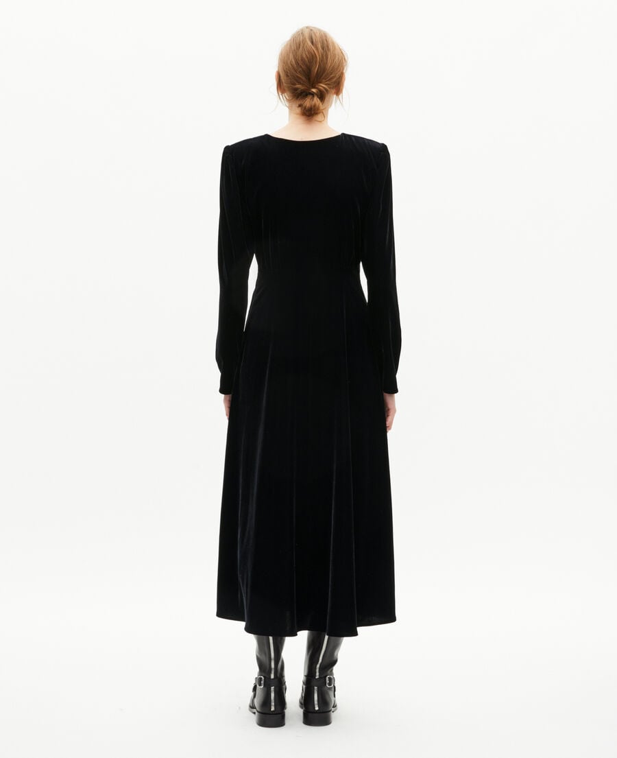 The Kooples WOMEN BLACK black velvet maxi dress