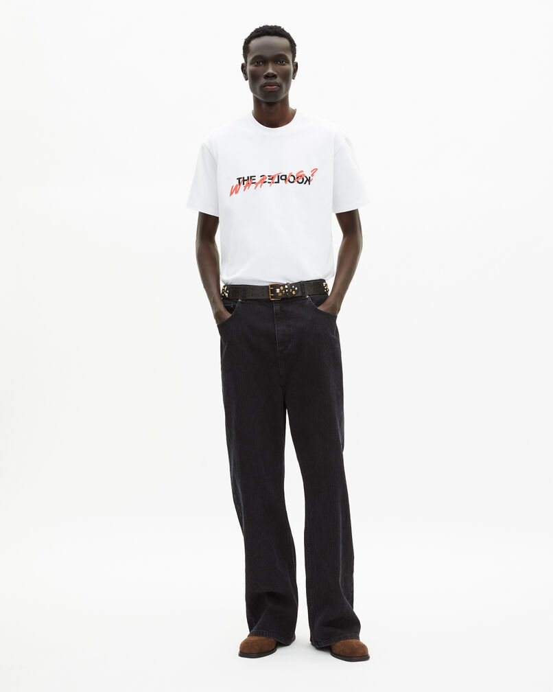 The Kooples MEN BLACK WASHED black ribbed-effect baggy jeans