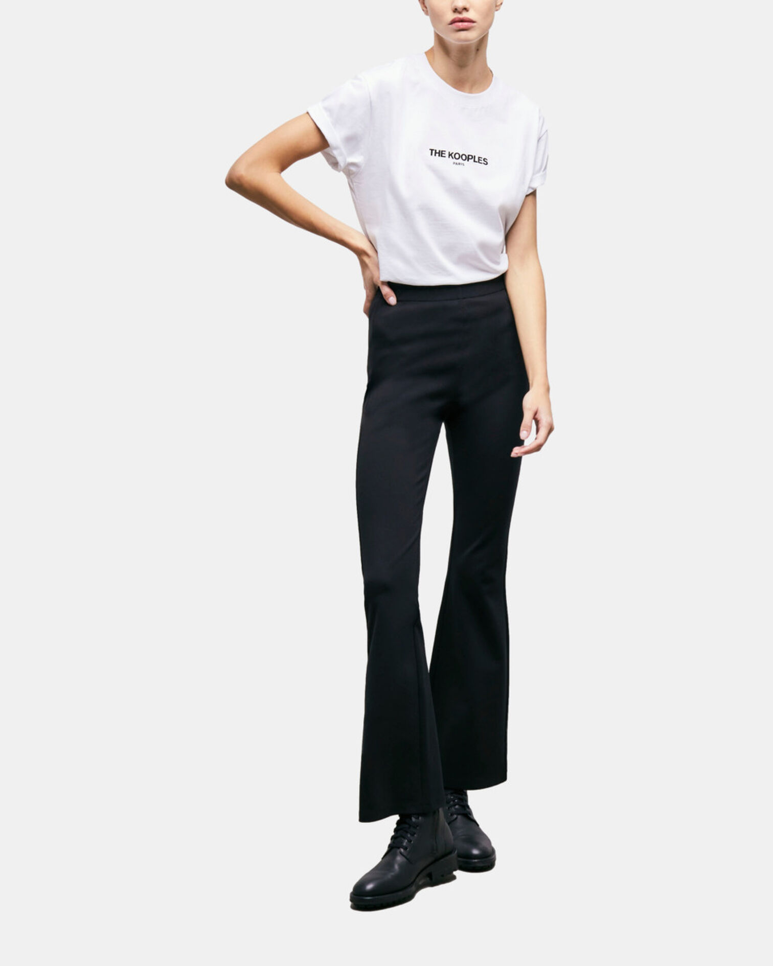 Pantalon flare noir, BLACK, hi-res image number null