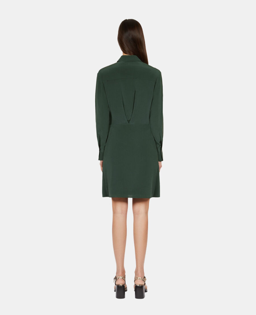 The Kooples WOMEN WOOD KAKI short green shirt dress with bow