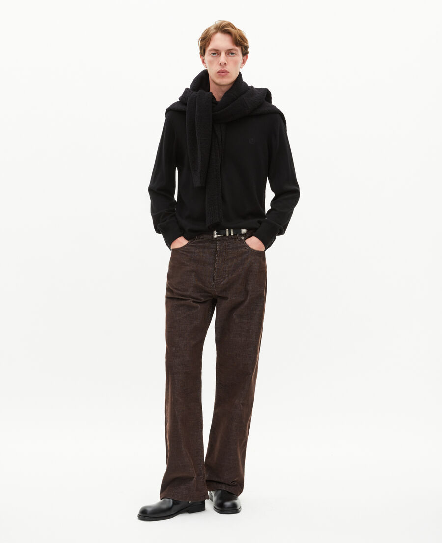 The Kooples HOMME TABACCO jean baggy en velours c&ocirc;tel&eacute; marron
