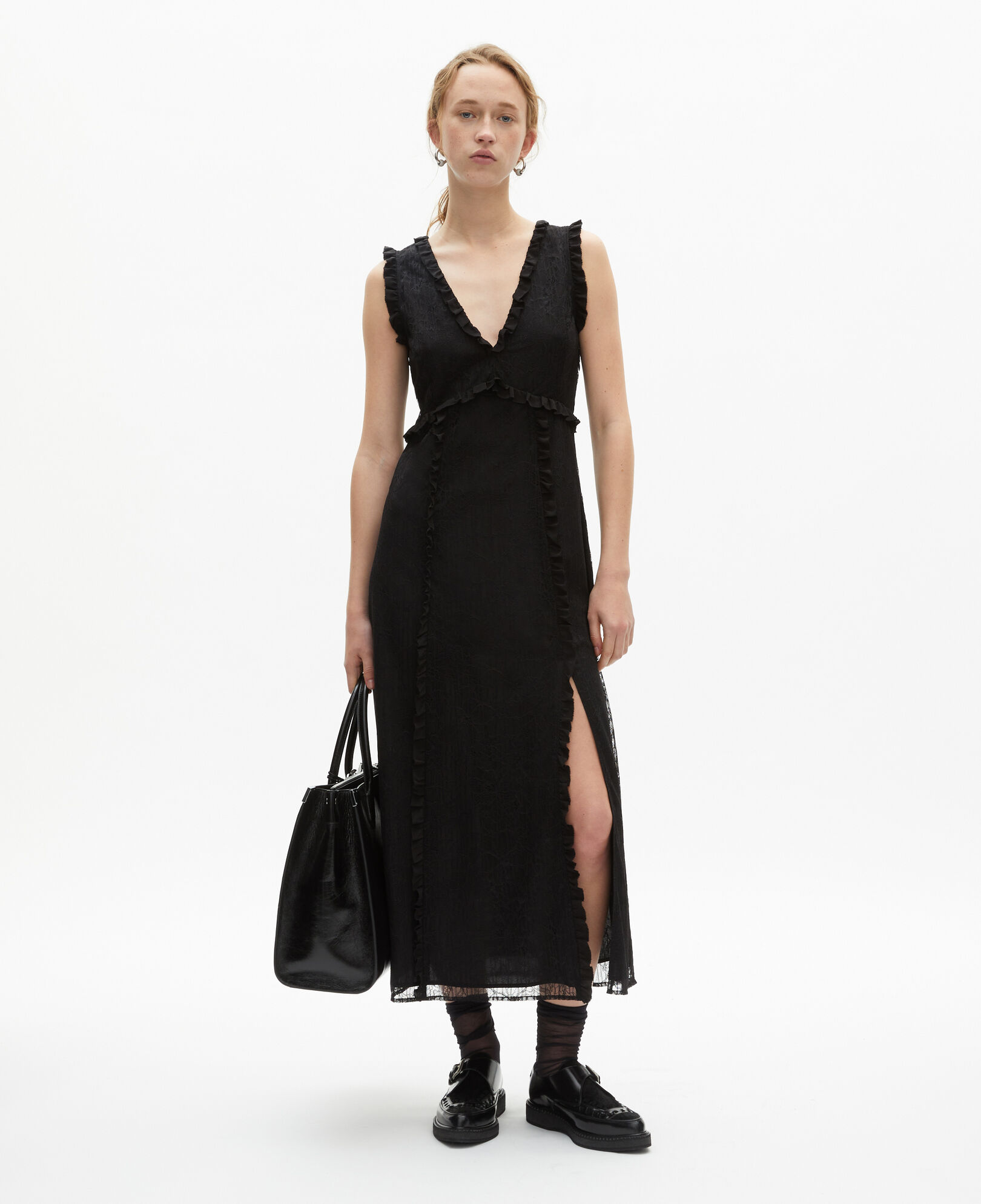 The Kooples WOMEN BLACK long black lace dress