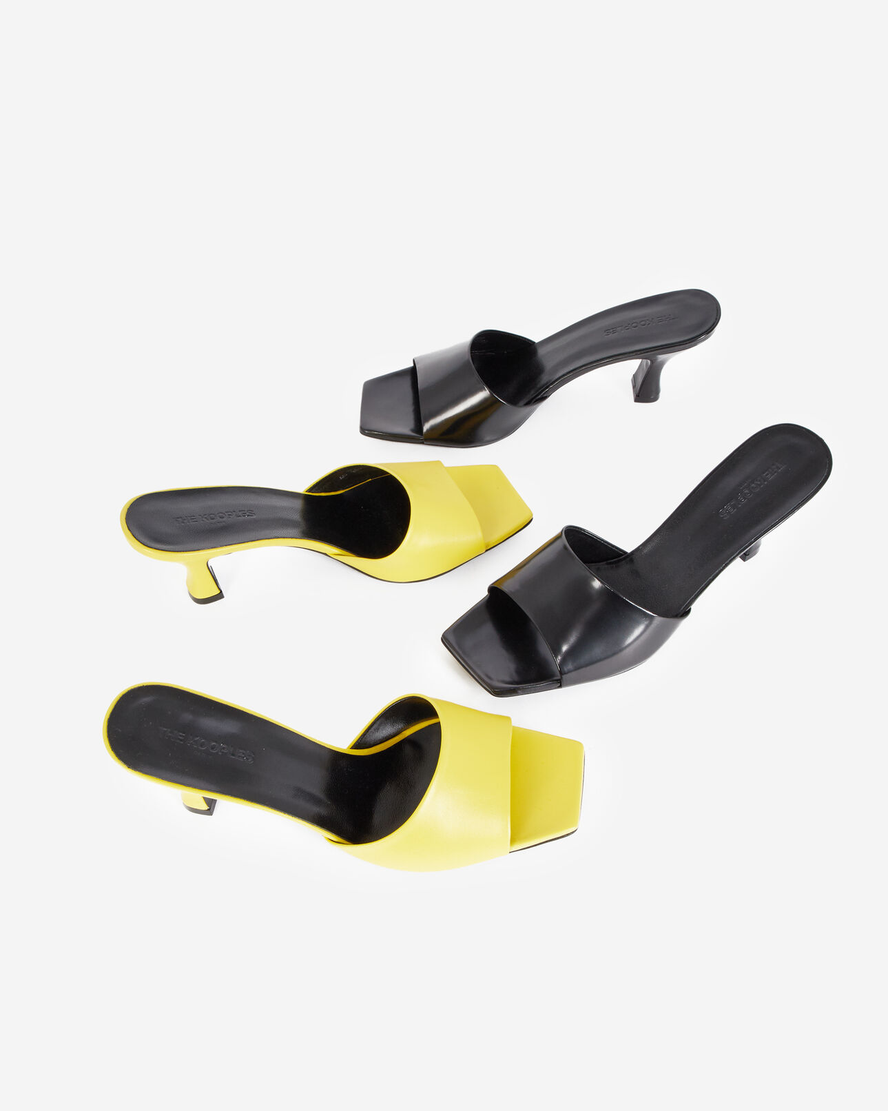 The Kooples FEMME YELLOW sandales à talons jaunes cuir lisse