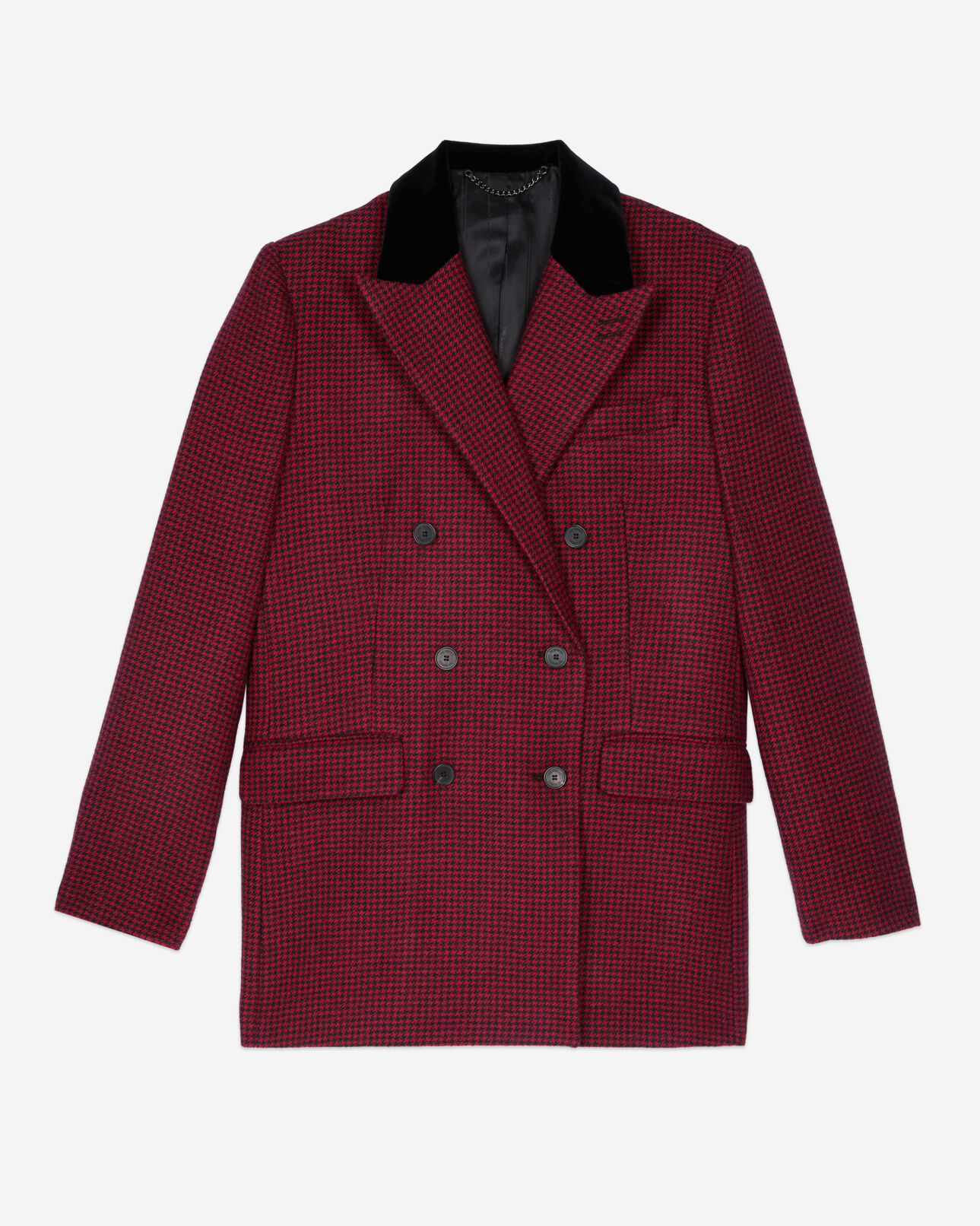 The Kooples WOMEN BLACK - RED black and red houndstooth blazer