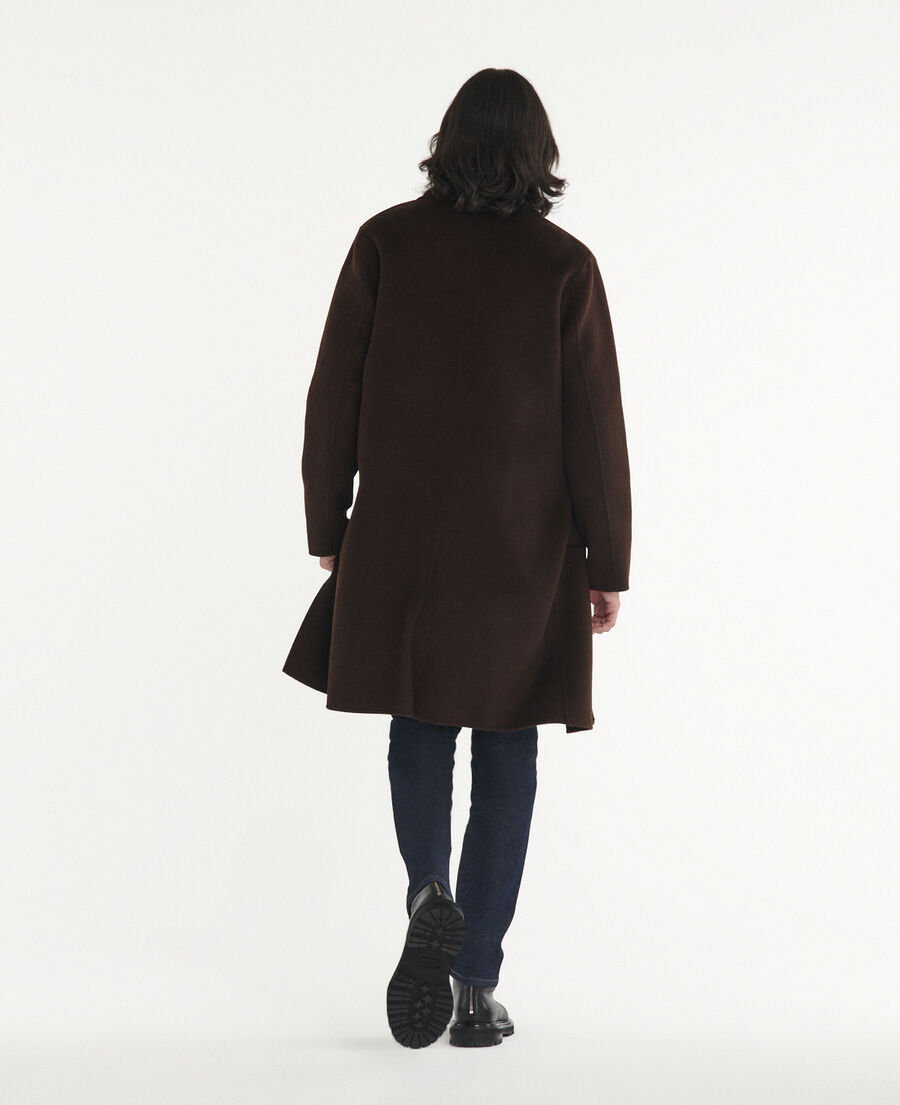 double-faced brown wool coat