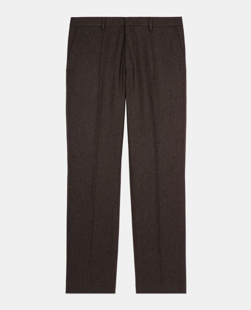 The Kooples HOMME BROWN pantalon large &agrave; rayures marron