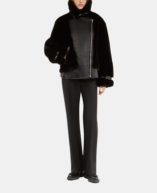 The Kooples WOMEN BLACK black fur-effect aviator jacket