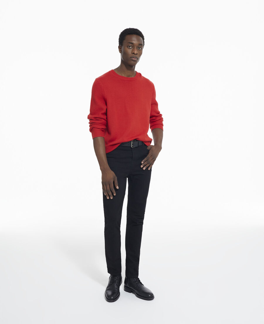 red wool sweater