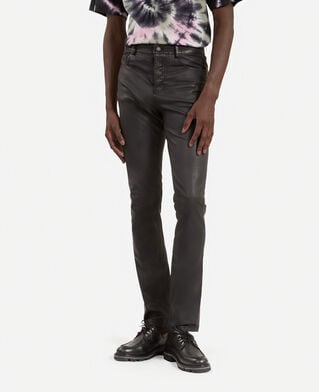 The Kooples MEN BLACK black leather slim-fit pants