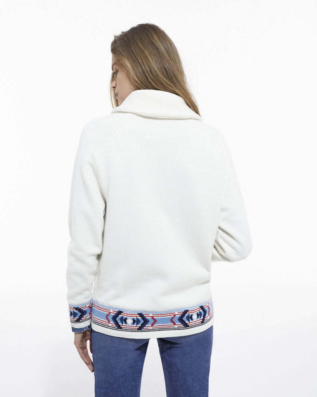 The Kooples FEMME OFF WHITE cardigan col châle à motifs