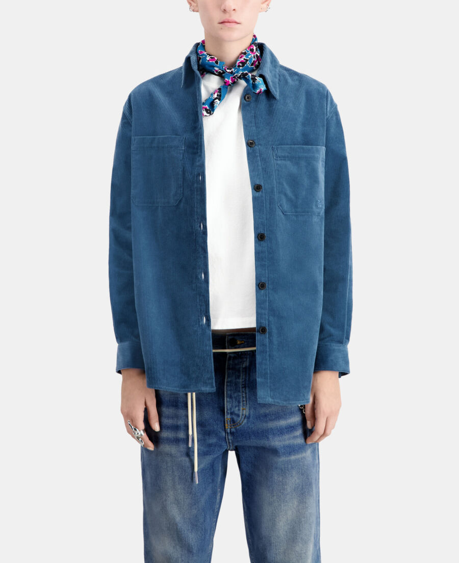 The Kooples DAMEN BLUE PETROL blaue hemdjacke aus cordsamt